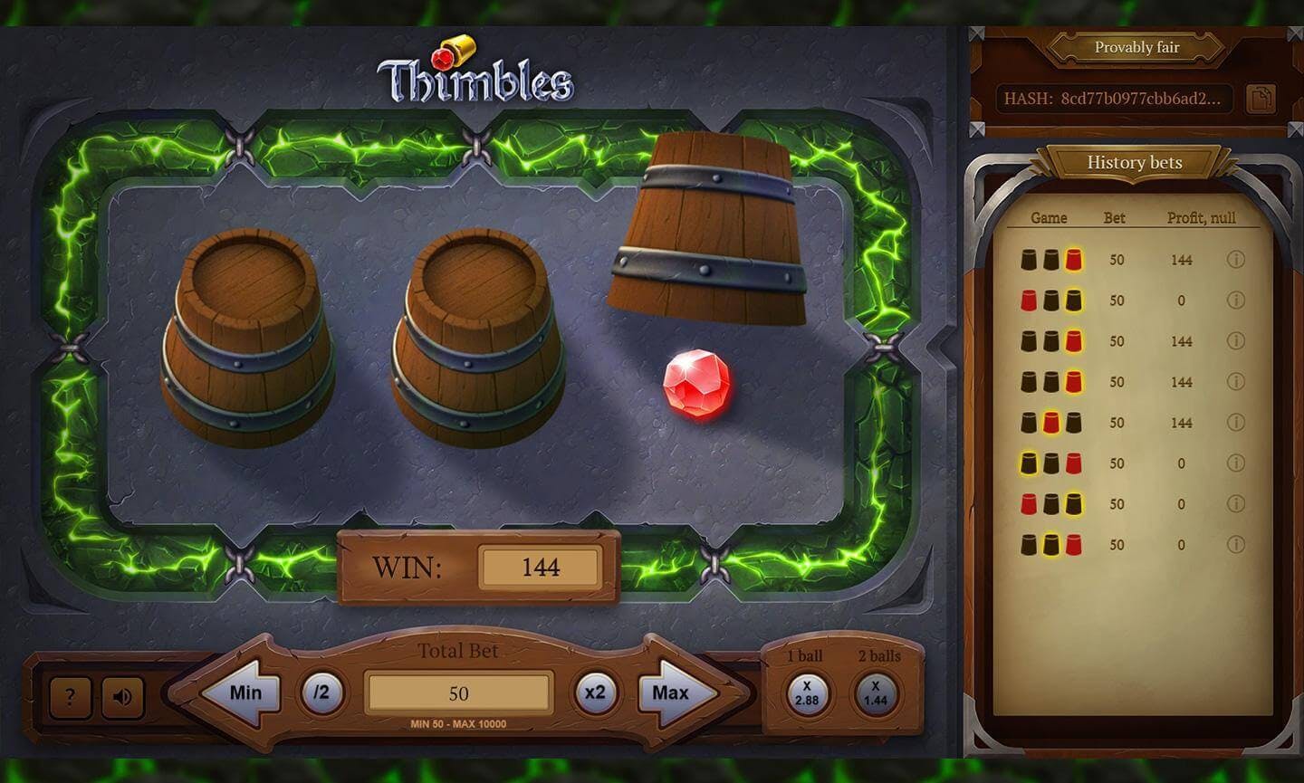 banner Thimbles Casino : site officiel du jeu d’argent d'Evoplay